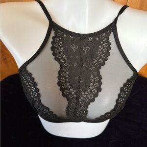 Victoria's Secret Black Lace High-Neck Bralette